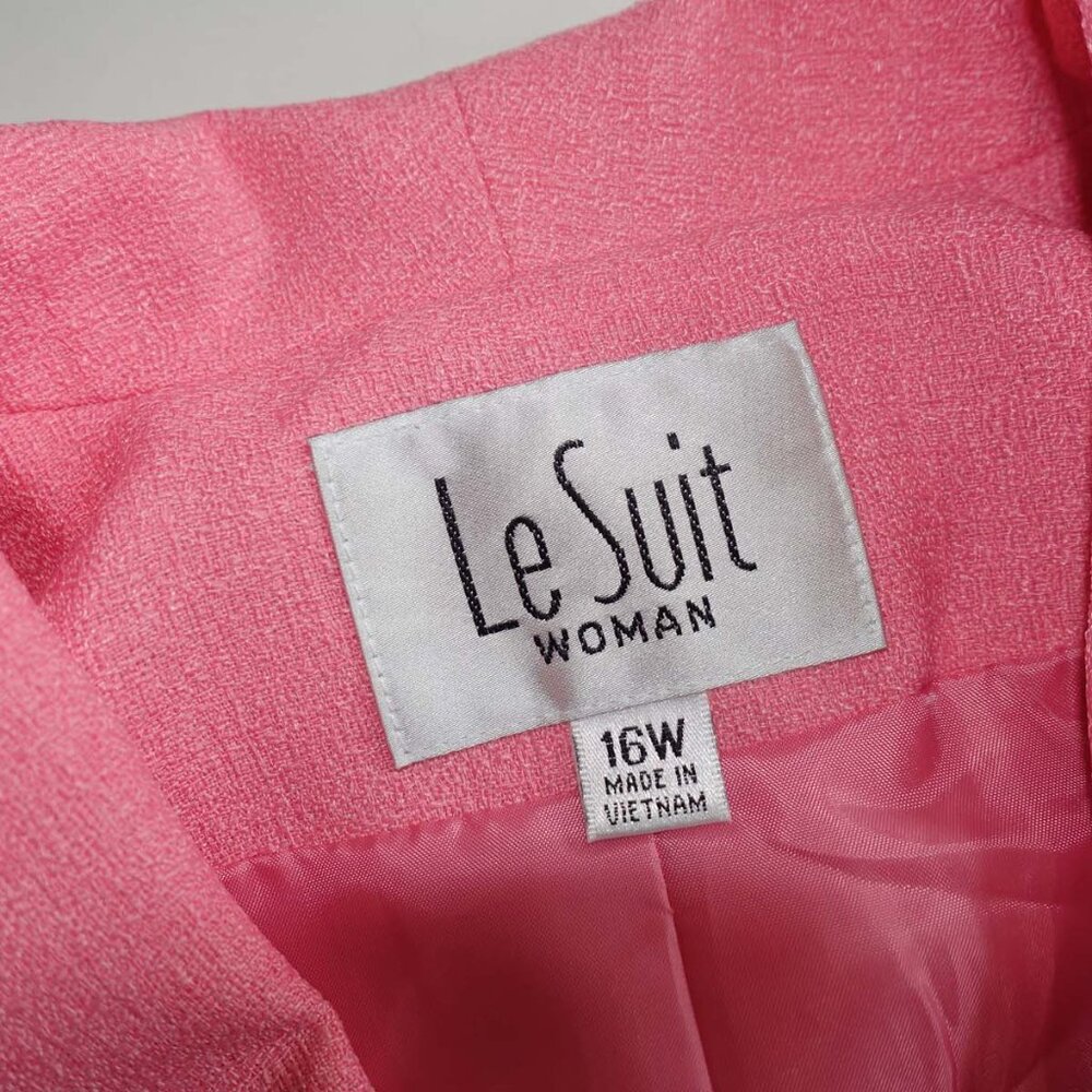 Le Suit Coral Pink Two-Piece Skirt Set - Picture 7 of 8